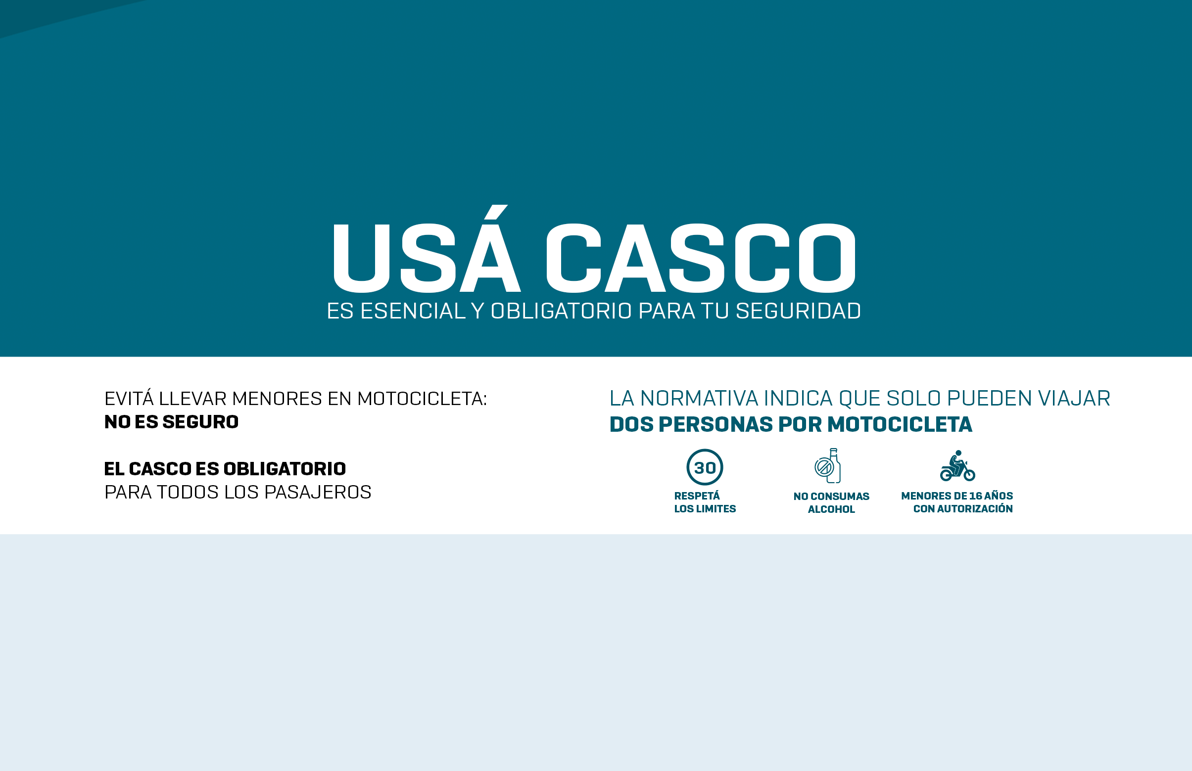 Usá casco al andar en moto